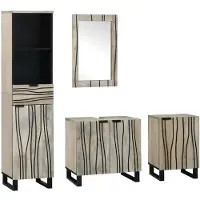 vidaXL Badezimmermöbel-Set mit Regal 4 pcs Walnussbraun Holzwerkstoff