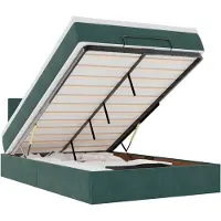 vidaXL Ottoman-Bett mit Matratze & LEDs Dunkelgrün 120x200 cm Samt