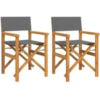 vidaXL Regiestühle 2 Stk. Klappbar Grau Massivholz Teak