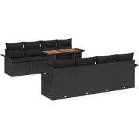 vidaXL Gartensofa-set 7 Stk. Schwarz Poly-Rattan
