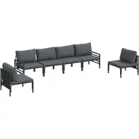 vidaXL Gartensofa-set 6 stk. Schwarz Stahl