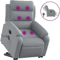 vidaXL Elektrischer Massagesessel mit Aufstehhilfe Hellgrau Stoff