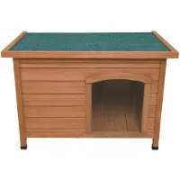 MonsterShop Hundehütte aus Tannenholz, wetterfest, erhöht, mit Asphalt-Filzdach, 86x63x58 cm