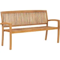 Helloshop26 - Gartenbank Terrassenmöbel 3-Sitzer stapelbar 159 x 57,5 ​​x 90 cm massives Teakholz 02_0011030
