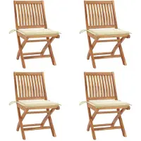 vidaXL Klappbare Gartenstühle mit Kissen 4 Stk. Massivholz Teak