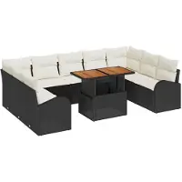 vidaXL Garten-Sofa-Set 10 stk. Schwarz und Creme
