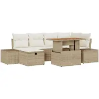 vidaXL Garten-Sofa-Set 7 stk. Beige Poly-Rattan