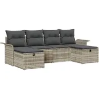 vidaXL Gartensofa-set 6 stk. Hellgrau Poly-Rattan