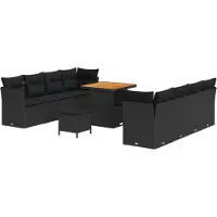 vidaXL Gartensofa-set 11 stk. 8-Sitzanzahl Schwarz Poly-Rattan