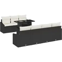 vidaXL Gartensofa-set 8 Stk. Schwarz und Creme Poly-Rattan