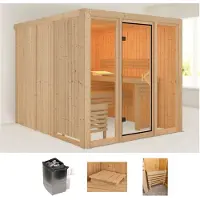 Welltime Sauna "Artja" Set, Ofen 9 kW integr. Strg