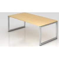 Proregal Schreibtisch Pavo | Ahorn | Silber Gestell | BxT 200x100cm | Arbeitshöhe 65-85cm | höhenverstellbar | O-Fuß-Gestell eckig