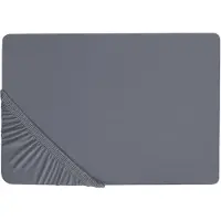 Beliani Spannbettlaken Baumwolle dunkelgrau 140 x 200 cm JANBU