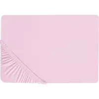 Beliani Spannbettlaken Baumwolle rosa 180 x 200 cm JANBU