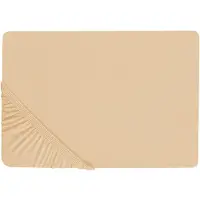 Beliani Spannbettlaken Baumwolle sandbeige 200 x 200 cm JANBU