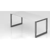 Proregal Schreibtisch Pavo | Weiß | Graues Gestell | BxT 180x80cm | Arbeitshöhe 65-85cm | höhenverstellbar | O-Fuß-Gestell eckig