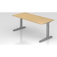 Proregal - Büromöbel mit top Leistungsdaten Schreibtisch Mika | Ahorn | Silber Gestell | BxT 180x80cm | Arbeitshöhe 65-85cm | höhenjustierbar, 1cm Raster | C-Fuß-Gestell | Rechteckform