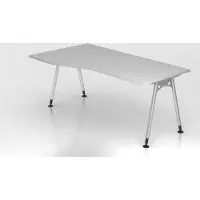 Proregal Schreibtisch Keijo | Grau | BxT 180x100/80cm | Höhe 68-76cm | stufenlos höhenverstellbar | A-förmiges Rundrohrgestell Silber | Bürotisch