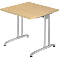 Proregal Schreibtisch Markku | Ahorn | BxT 80x80cm | Arbeitshöhe 72cm | höhenjustierbar 0-10 mm | C-Fuß-Gestell Silber | Bürotisch