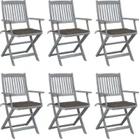 vidaXL Design Möbel Klappbare Gartenstühle 6er Set mit Sitzkissen Massivholz Akazie - 2024 Neu