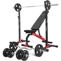 Marbo-sport Set MH7_110KG_KIER | verstellbare Hantelbank + höhenverstellbarer Hantelständer + Hantelstangen/Hantelscheiben Set 83 kg -