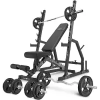 Marbo-sport Marbo Sport - Set MS3_2.0_83KG_G | Doppelseitige Bank + Verstellbare Hantelablage mit Notablage und Abstandsverstellung + Stangen- und Hantelscheiben gummiert Set 83 kg