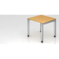 Proregal Schreibtisch Pejo | Buche | Silber Gestell | BxT 80x80cm | Arbeitshöhe 68-76cm | höhenverstellbar | 4-Fuß-Gestell eckig