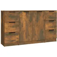 vidaXL Sideboards 3 Stk. Räuchereiche Holzwerkstoff