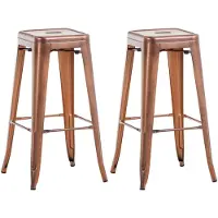 Décoshop26 - Set aus 2 Barhockern aus Metall im Industriestil mit Fußstützen aus gealtertem Kupfer im Vintage-Look TDB10114