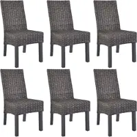 vidaXL Esszimmerstühle 6 Stk. Braun Kubu Rattan und Mangoholz
