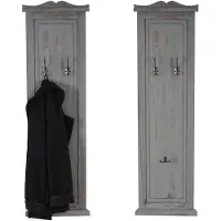 Mendler 2er-Set Garderobe T33, Wandgarderobe Garderobenpaneel, Wandhaken Holz 109x28x4cm ~ grau shabby