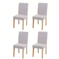 Mendler 4er-Set Esszimmerstuhl Stuhl Küchenstuhl Littau Textil, creme-beige, helle Beine