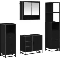 vidaXL Badezimmermöbel-Set 4 stk. Schwarz Eichen-Optik 65 x 33 x 60 cm