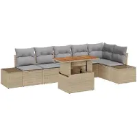 vidaXL Garten-Sofa-Set 7 stk. Beige Poly Rattan