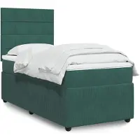 vidaXL Boxspringbett mit Matratze Dunkelgrün 100x200 cm Samt