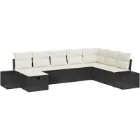 vidaXL Gartensofa-set mit Kissen 8 pcs Schwarz Poly-Rattan
