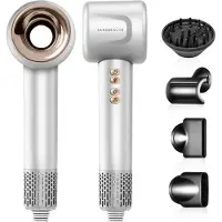 Sansbeauté Haartrockner mit Diffusor - Locken - 110.000 Umdrehungen pro Minute - Ionen-Haartrockner mit Bürste - 4 Aufsätze - Reisehaartrockner - Curl Feun Set - Sèche Cheveux - Haartrockner mit