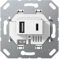 Gira USB-Netzteil 2-Port Typ A/C Wandsteckdose Weiß - 234900