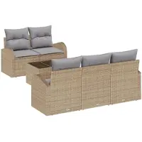 vidaXL Gartensofa-set Beige 55 x 55 x 37 cm Poly-Rattan