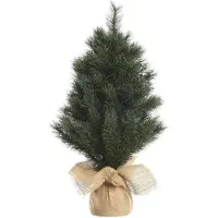 Kaemingk Kleiner Weihnachtsbaum Malmö Grün & weiß 45 cm - Kunstpflanzen