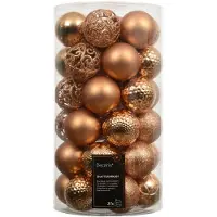Décoris 37 Weihnachtskugeln Kunststoff 6cm klassisch & bruchsicher Mix Christbaumkugeln Ornamente Weihnachtsbaumkugeln Christbaumschmuck Weihnachtsbaumschmuck
