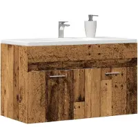vidaXL Waschbeckenunterschrank Altholz-Optik 90x38,5x46 Holzwerkstoff