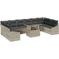 vidaXL Garten-Sofa-Set 11 Stk. Hellgrau und Dunkelgrau