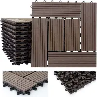 Mendler WPC Bodenfliese Rhone, Holzoptik Balkon/Terrasse, 11x je 30x30cm = 1qm ~ Basis, coffee versetzt