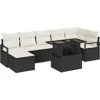 vidaXL Gartensofa-set 8 Stk. Schwarz und Creme Poly-Rattan