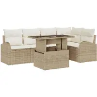 vidaXL Gartensofa-set mit Speicher 6 pcs Braun und Creme Poly-Rattan