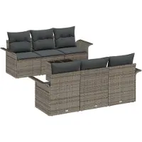 vidaXL Gartensofa-set 7 stk. Grau Poly-Rattan