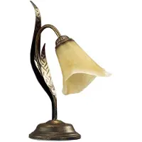 ONLI Tischleuchte Alga, 1-flammig, Eisen, Glas, Florentiner Alga , bronze / altmessing, für Wohn- / Esszimmer, Metall, Florentiner, Tischlampe