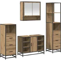 vidaXL Badezimmermöbel-Set 4 stk. Artisan-Eiche 80 x 33 x 60 cm