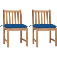 vidaXL Gartenstühle 2 Stk. mit Kissen Massivholz Teak